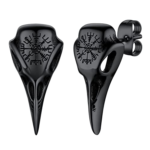 FaithHeart Runas brincos Vikings homens aço inoxidável 316 L brincos redondos Vegvisir trinidad lobo Odin brincos aros espirituais de amuleto para famílias