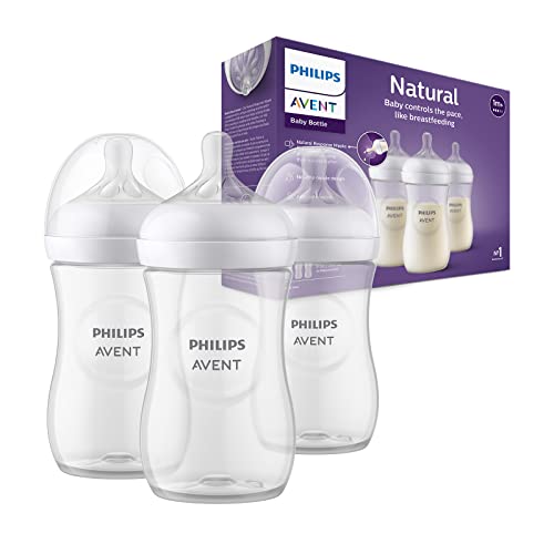 Philips Avent Biberão natural Response: 3 biberões para bebés recém-nascidos de 260 ml, sem BPA, a partir de 1 mês (modelo SCY903/03)