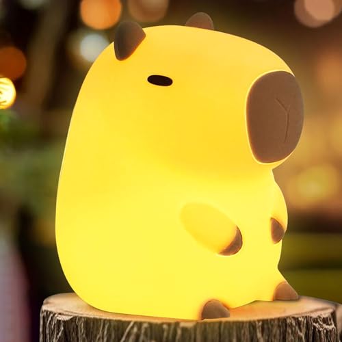 FAMIDUO Luz noturna infantil Capybara, luz bebé noturna LED de animais brancos, candeeiro de bebé com 2 modos de brilho, recarregável, tátil, decoração para quarto, presente para bebés e crianças