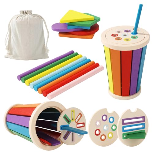 Brinquedos para Montessori para crianças, jogos de madeira para combinar cores e formas, para Montessori 1 ano, brinquedos de classificação e empilhamento para bebés de 1 a 3 anos, para Montessori 2