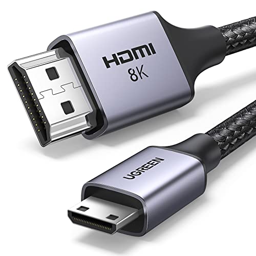UGREEN Cabo Mini HDMI 8K 60Hz adaptador bidirecional feminino 4K 240Hz 3D Dolby Vision HDCP compatível com câmara HDTV monitor, 1 m