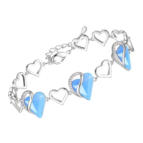 Leafael Birthstone Coração pulseira mulher | Birthstone pulseiras com cristais curativos | livre de alergias pulseira mulher com caixa de presente incluída