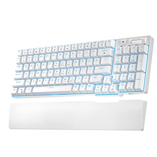 RK ROYAL KLUDGE RK96 90% Triple Mode BT5.0/2.4G/USB-C Hot Swappable teclado mecânico com apoio para pulsos magnético, 96 teclas Bluetooth Gaming Keyboard com software, luz traseira azul, interruptor