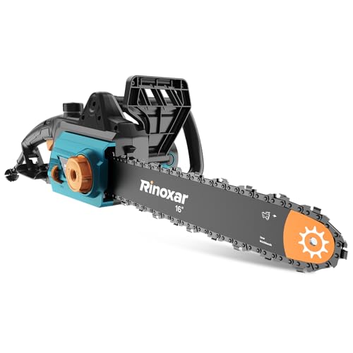 Motosserra elétrica com cabo de 2200 W com tensão automática, serra elétrica para poda de 16 polegadas, velocidade da corrente de 15 m/s, motor de poda com óleo automático