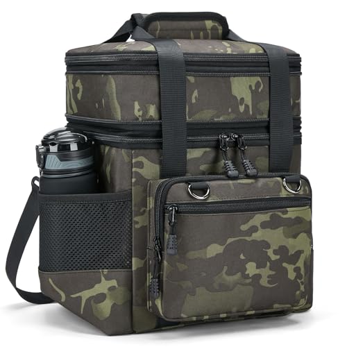 Mala frigorífico portátil de praia - bolsa térmica porta-alimentos, lancheira dupla, impermeável à prova de fugas isotérmica frigorífico portátil, saco de comida trabalho exterior praia, camuflagem