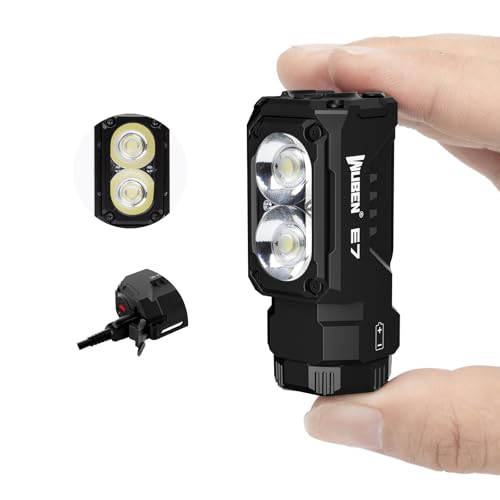 WUBEN E7 1800 lúmenes mini lanterna recarregável com íman - lanterna EDC super brilhante de 6 modos, LED recarregável tipo C; lanterna de bolso IP68 para uso com faróis, resgate e acampamento