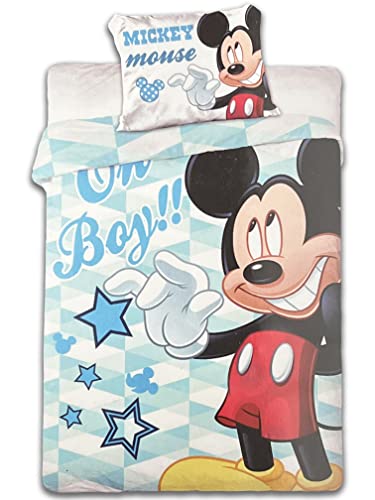 Disney Mickey Mouse Baby Conjunto de cama reversível (100 x 135 cm) 100% algodão (M05)