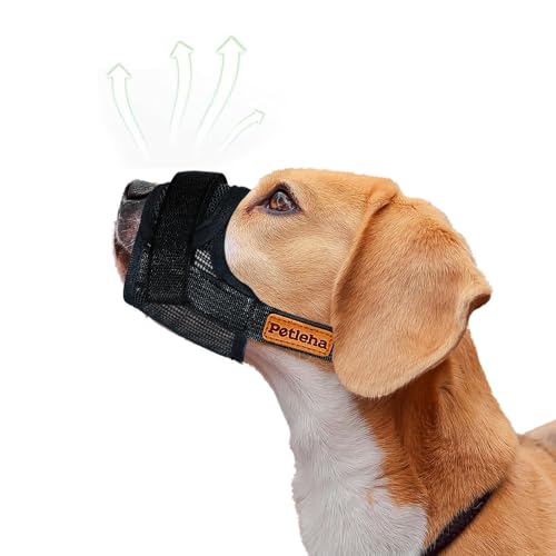 Bozal para cães, açaime de nylon macio, respirável, anti-latido, mordidas e mastigações, açaime confortável de malha suave, açaime para cães grandes, médios e pequenos (Black, S)
