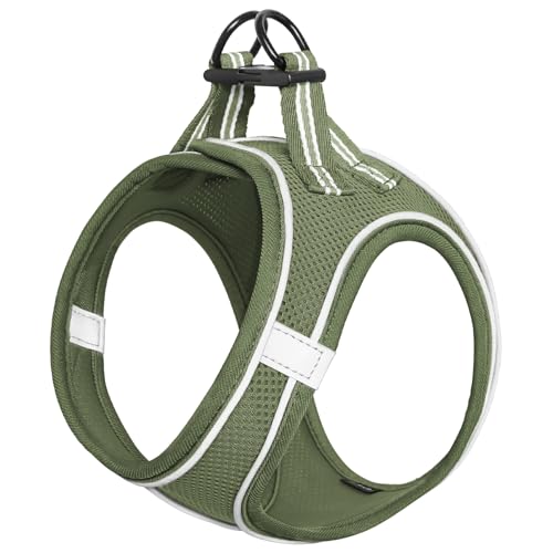 HEELE Arnês colete cão pequeno ajustável macio acolchoado confortável para viajar passear com animal de estimação pequeno cachorro chihuahua, verde exército, XS
