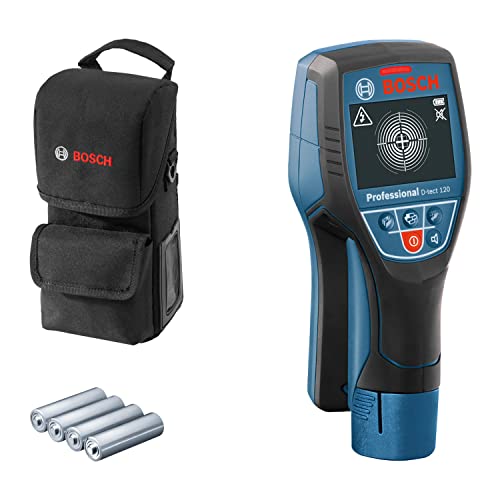 Bosch Detector de parede profissional D-tect 120 (4 pilhas AA x 1,5 V, profundidade máxima. 120 mm, bolsa protetora), azul