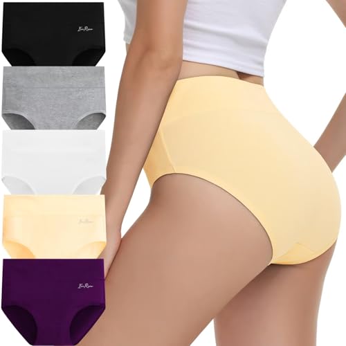 IceReco Cuecas de mulher de algodão corte alto cuecas pós-parto cintura alta confortável pack de 5 Culotte roupa interior mulher
