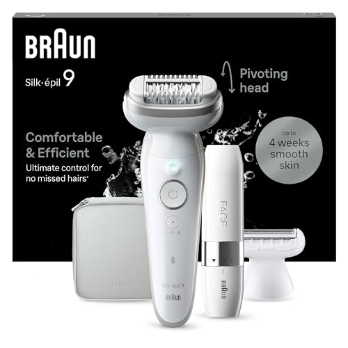 Braun Silk-épil 9, Depiladora elétrica para uma eliminação fácil do cabelo, pele macia duradoura, 9-041, branca/prateada