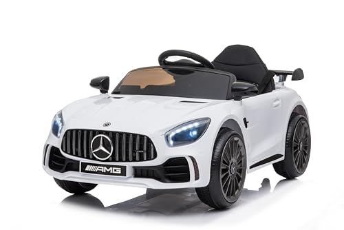 Baroni Toys Mercedes AMG Sport Carro elétrico para crianças Baby Car Full opcional, assento de plástico de carro remoto, portas rebatíveis, motor de 12 V, carga até 25 kg 1-4 anos, branco