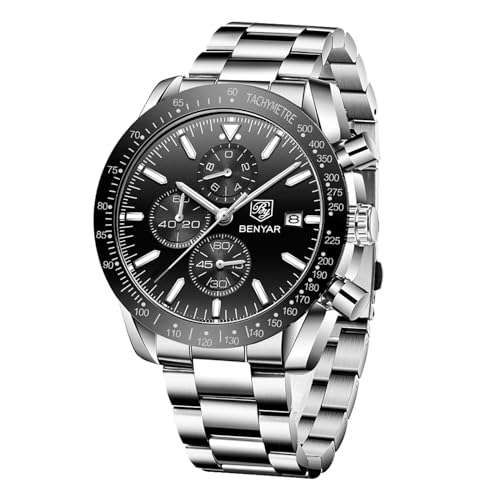 BENYAR Relógio para homem, cronógrafo de quartzo desportivo, marca de luxo de negócios da moda, relógio de homem com data analógica resistente à água