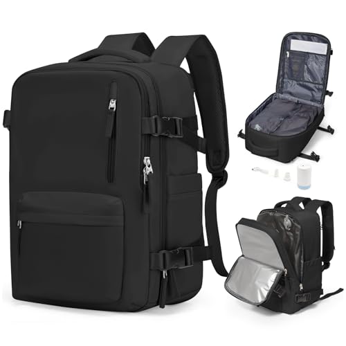 bergsalz Mochila mala viagem cabine avião 40 x 20 x 25 mochila bagagem de mão mulher mochila viagem cabine avião 45 x 36 x 20 homem mochila portátil 15,6, A1-preto, M