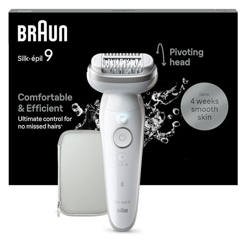 Braun Silk-épil 9, Depiladora elétrica para uma eliminação fácil do cabelo, pele macia duradoura, 9-011, branca/prateada