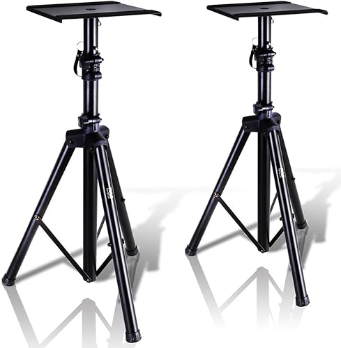 Pyle Suporte de altifalante monitor. Par de tripés com kit de montagem. Ajustável em altura de 86 a 134 cm. Com base de metal reforçada, preta