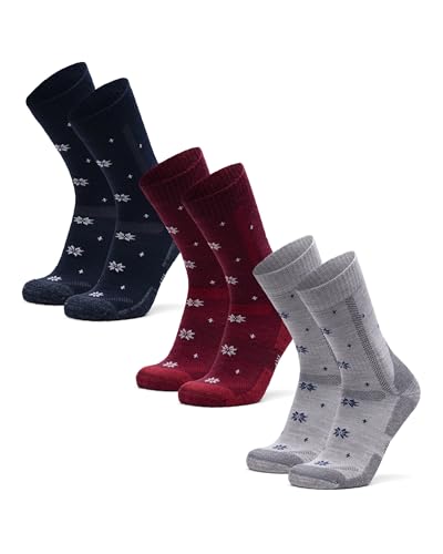 DANISH ENDURANCE Meias anti-bolhas caminhadas de lã Merino, unissexo, 3 pacotes - meias de caminhada para homem e mulher, Trekking