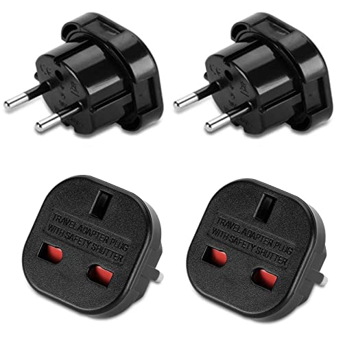 2 peças adaptador de tomada do Reino Unido para tomada europeia | adaptador de tomada de viagem | tomada tipo G a 2 pinos europeu UE modelo C E F