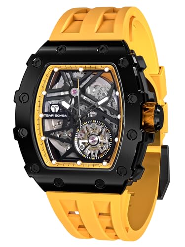 TSAR BOMBA Relógio automático homem - movimento japonês cristal de safira - impermeável 50 m - luminoso - correia de silicone