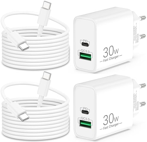 30 W 2 portas rápidas carregador para iPhone 17 Pro MAX 17 Air, iPhone 16 16e 15 Plus, iPad Pro Air, iPad 10/11/A16 geração, acessórios originais USB C/A carregador com 2 M cabo 2 Pacote