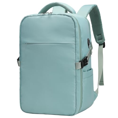 Para mochila Ryanair 40 x 20 x 25, mochila de mão com bolso PC 14 polegadas, mochila de viagem unissexo para mulher e homem, Verde azulado, 40 x 20 x 25, bagagem de mão 40 x 20 x 25 Ryanair