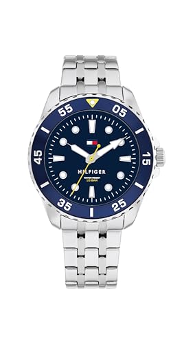 Tommy Hilfiger Reloj con Movimiento de Cuarzo de Tres Manecillas para Jóvenes con Correa de Acero Inoxidable o de Silicona