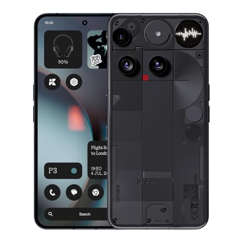Nothing Phone (3) – Smartphone com câmara tripla 50 MP, bateria de silício carbono de longa duração 24 h, ecrã AMOLED de 6,67" com 120 Hz e Glyph Matrix, 12 GB + 256 GB - preto