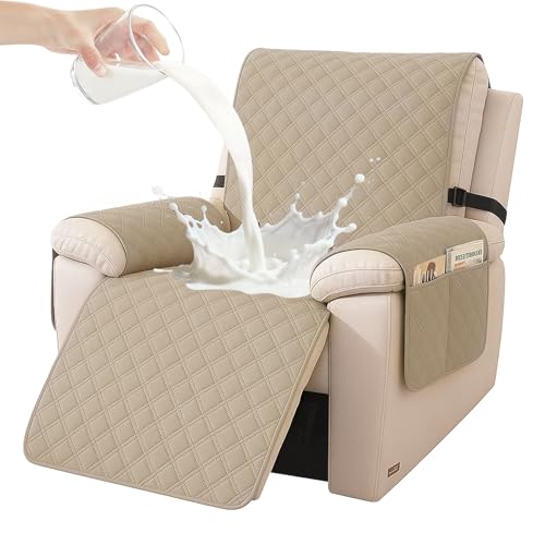 YSTELLAA Capa de poltrona Relax reutilizável de 1 lugar, impermeável, capa de poltrona, capas para poltronas com bolso laterais, animais de estimação, anti-riscos, 1 assento, caqui)