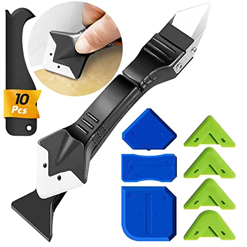 FOLAI Aplicador de silicone ferramenta, kit de calafetagem 3 em 1 ferramenta removedor de calafetagem cimento raspador alisador de massa ferramentas para raspador vitrocerâmica, para casa de banho de