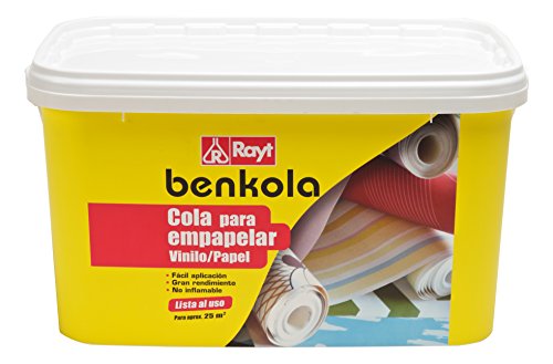 Rayt 1760-23 Benkola papel vinil: Cola de papel de parede. Pronto para uso. Papel de parede ou vinil com parte de trás de papel ou tecido. Excelente aderência e fácil de usar. 5 kg