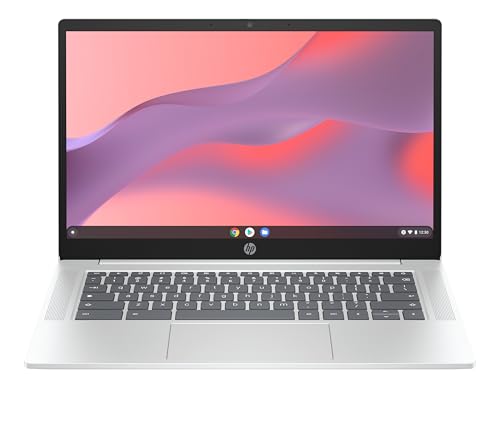 HP Chromebook 14a-nf0001ns Computador portátil FHD de 14", Intel N100, 8 GB RAM, 128 GB eMMC, ChromeOS, prateado - teclado QWERTY espanhol