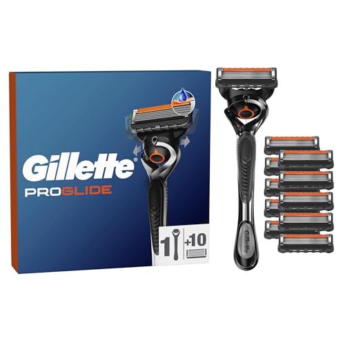 Gillette ProGlide Máquina de barbear homem com tecnologia FlexBall 10 lâminas de substituição (a embalagem pode variar), lâminas de barbear