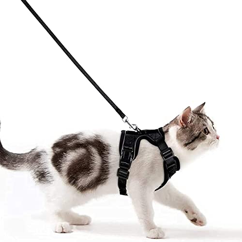 Wdmiya Arnês de gato anti-escape, arnês ajustável para gato com correia de 150 cm, colete macio e confortável refletor, respirável para caminhar, treino, gatos adultos, grande médio e pequeno