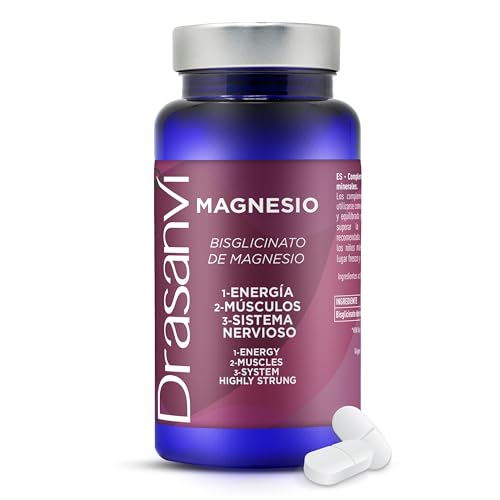 DRASANVI BISGLICINATO DE MAGNÉSIO | Relaxamento do sistema nervoso e moderação do stresse | Ossos e músculos, magnésio para combater o cansaço e a fadiga, Magnesium 60 comprimidos = 30 dias