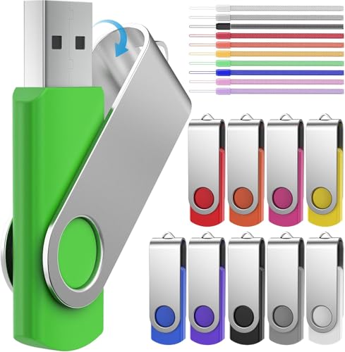 Memória USB 16 GB Pendrive 10 peças - prática Pen Drive 16 GB 10 unidades portátil Flash Drives - chave giratória USB 2.0 armazenamento de dados multicolorido com cordas by FEBNISCTE
