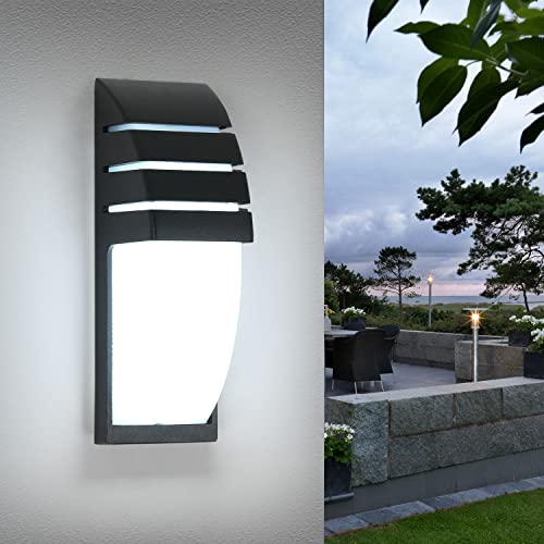 Comely Aplique de parede exterior interior LED, 12 W candeeiros exteriores de parede, impermeável IP65 luz de parede LED em alumínio para entrada jardins e varandas, branco, 6000 K, preto