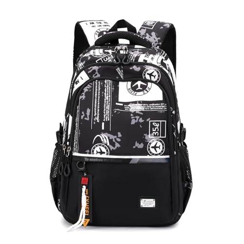Amythe Mochilas escolares adolescentes - 31 Litri mochila escola criança de 10 a 18 anos, mochila portátil de 16 polegadas para meninos, mochila escolar casual de moda, adequada para carro - preto