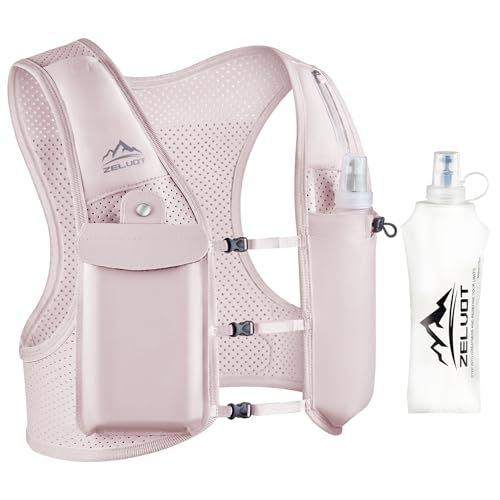 Zelvot Colete de hidratação Trail Running com 500 ml, patente original europeia, alças de peito ajustáveis colete corrida, leve mochila de hidratação para ciclismo carreira