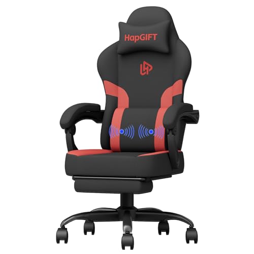 HapGIFT - Poltrona Gaming, ergonómica, cadeiras de escritório com encosto ajustável, pele sintética, cadeira gamer com almofada lombar e apoio de cabeça, cadeira de escritório, presente, adolescente