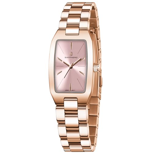 SAPPHERO Ladies Watches Brand relógios venda, relógios de pulso de quartzo correia de aço inoxidável relógio quadrado para senhoras - disponível dourado e prateado