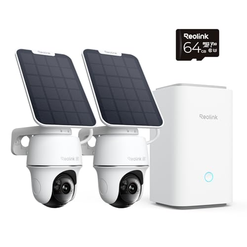 Reolink 4K Câmara de vigilância Wi-Fi Outdoor Solar de 360° PT com rastreamento automático, gestão central e armazenamento, sem taxas mensais para armazenamento local, conjunto de 2 Argus PT Ultra SP