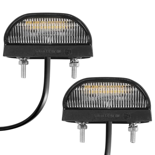 SPARKMOTO 2 x luzes de matrícula LED de reboque homologado, pilotos de matrícula led caravana, luzes de matrícula led para camião 24 V, piloto luz matrícula reboque carro 12 V, parafusos e cabo