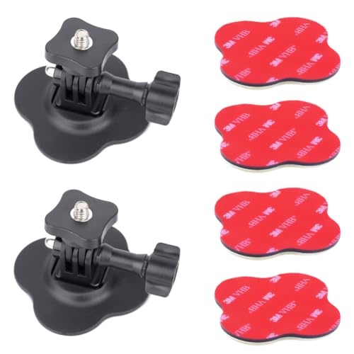 YEHOLDING Kit suporte autocolante flexível para Insta360 X5, X4, X3, X2, Ace Pro, Ace, montagem em suporte para capacete compatível com GoPro Hero, SJCAM, câmara panorâmica (preto 2 peças)