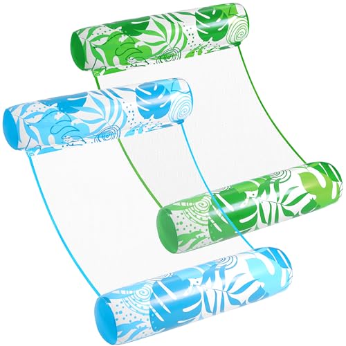 Sloosh 2 Pacotes de redes flutuadoras de piscina para adultos, flutuadores insufláveis multiusos 4 em 1 para piscina, flutuadores de PVC para água