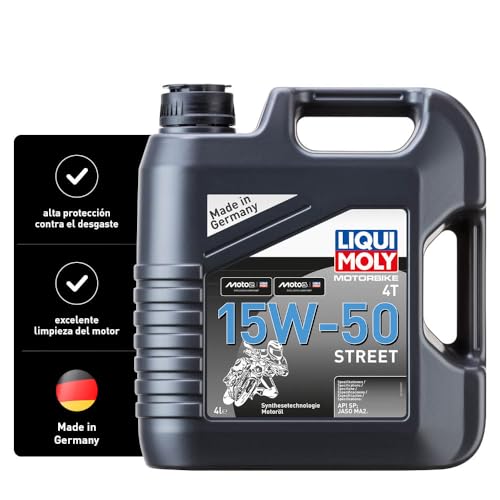 LIQUI MOLY Motorbike 4T 15W-50 Street | 4 L | Tecnologia de síntese de motocicletas óleo do motor | 1689