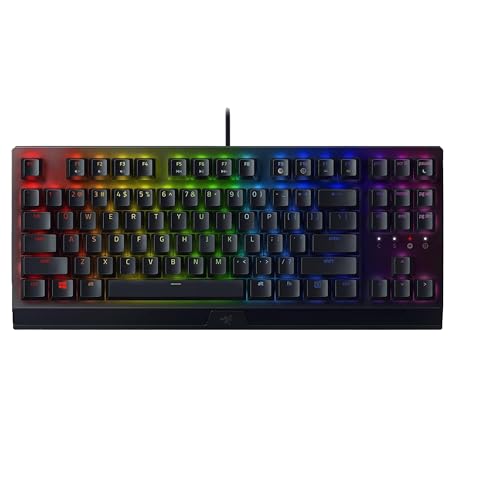 Razer BlackWidow V3 Tenkeyless (Interruptor amarelo) - teclado mecânico compacto para jogos (Interruptores mecânicos silenciosos, teclas totalmente programáveis), design US| preto