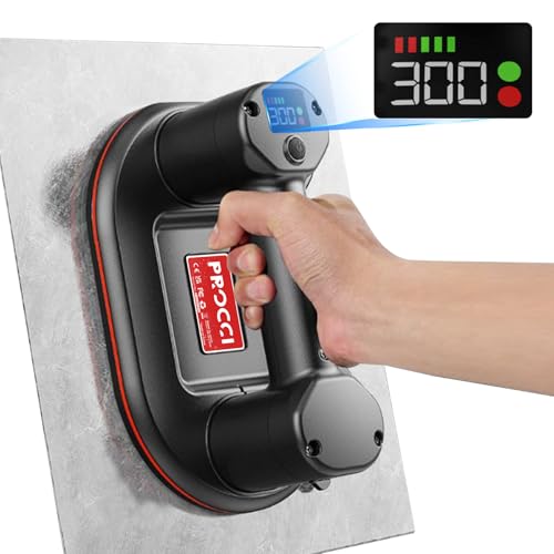 Procci Nova ventosa a bateria para azulejos, vidro, mármore, ventosa elétrica de 24 cm, 2 motores, potência de sucção de 300 kg, ecrã LCD, bateria de 4000 mAh até 10 horas