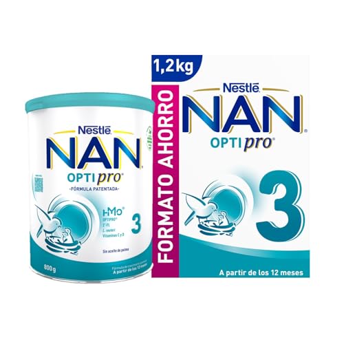 Nestle NAN Optipro- Mega Pack leite de continuação em pó fórmula Nan Optipro 3 800 g LATA Nan Optipro 3 1200 g para bebés estojo