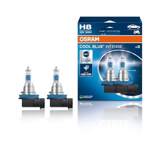 OSRAM COOL BLUE INTENSE H8, até 4800 K, lâmpada de farol halogéneo, aparência LED, caixa dupla (2 lâmpadas)